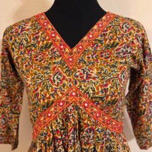 Cotton Silk Dress/Kurta With Mirtor Work Embroidery - M